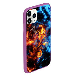 Чехол iPhone 11 Pro матовый Огонь и вода - Огненный цветок, цвет: 3D-фиолетовый — фото 2