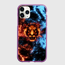 Чехол iPhone 11 Pro матовый Огонь и вода - лев, цвет: 3D-фиолетовый