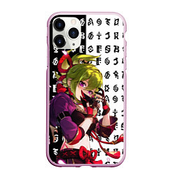 Чехол iPhone 11 Pro матовый Куки Шинобу - Иероглифы бездны, цвет: 3D-розовый