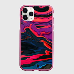 Чехол iPhone 11 Pro матовый Текстура масляное пятно, цвет: 3D-малиновый