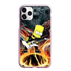 Чехол iPhone 11 Pro матовый Барт Симпсон - соло на гитаре, цвет: 3D-розовый