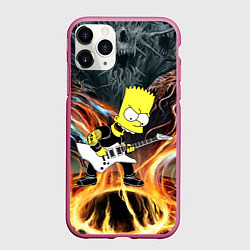 Чехол iPhone 11 Pro матовый Барт Симпсон - соло на гитаре, цвет: 3D-малиновый