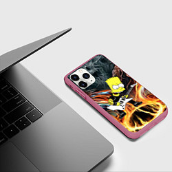 Чехол iPhone 11 Pro матовый Барт Симпсон - соло на гитаре, цвет: 3D-малиновый — фото 2