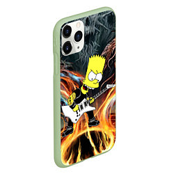 Чехол iPhone 11 Pro матовый Барт Симпсон - соло на гитаре, цвет: 3D-салатовый — фото 2