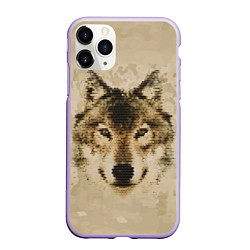 Чехол iPhone 11 Pro матовый Полигональная голова волка, цвет: 3D-светло-сиреневый