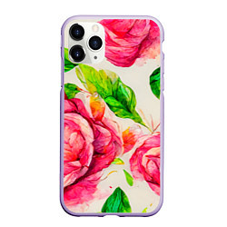 Чехол iPhone 11 Pro матовый Яркие выразительные розы, цвет: 3D-светло-сиреневый