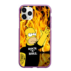 Чехол iPhone 11 Pro матовый Homer Simpson - Rock n Roll!