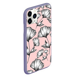 Чехол iPhone 11 Pro матовый Графичные цветы на пудровом фоне, цвет: 3D-серый — фото 2
