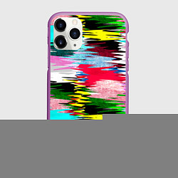 Чехол iPhone 11 Pro матовый Абстрактный многоцветный неоновый узор, цвет: 3D-фиолетовый