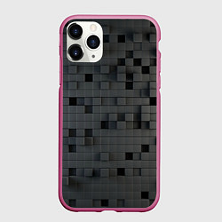 Чехол iPhone 11 Pro матовый Пиксельный объёмный паттерн, цвет: 3D-малиновый