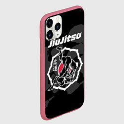 Чехол iPhone 11 Pro матовый Jiu-jitsu throw logo, цвет: 3D-малиновый — фото 2