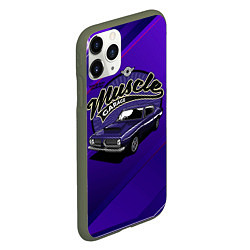 Чехол iPhone 11 Pro матовый Muscle garage - фиолетовый ретро-автомобиль, цвет: 3D-темно-зеленый — фото 2