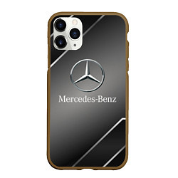 Чехол iPhone 11 Pro матовый Mercedes Карбон, цвет: 3D-коричневый