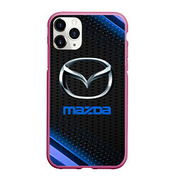Чехол iPhone 11 Pro матовый Mazda Абстракция карбон, цвет: 3D-малиновый