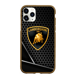 Чехол iPhone 11 Pro матовый Lamborghini Соты карбон