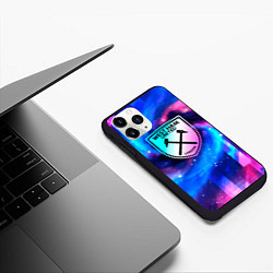 Чехол iPhone 11 Pro матовый West Ham неоновый космос, цвет: 3D-черный — фото 2