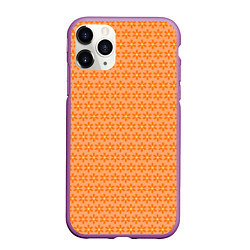 Чехол iPhone 11 Pro матовый Оранжево-желтые цветочки, цвет: 3D-фиолетовый