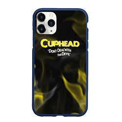 Чехол iPhone 11 Pro матовый Cuphead жёлтый огонь, цвет: 3D-тёмно-синий