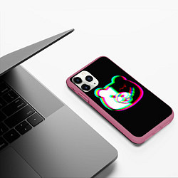 Чехол iPhone 11 Pro матовый Danganronpa glitch monokuma, цвет: 3D-малиновый — фото 2