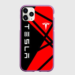 Чехол iPhone 11 Pro матовый Тесла - Красная абстракция, цвет: 3D-фиолетовый