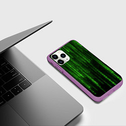 Чехол iPhone 11 Pro матовый Двоичный код зеленый, цвет: 3D-фиолетовый — фото 2