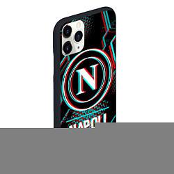 Чехол iPhone 11 Pro матовый Napoli FC в стиле glitch на темном фоне, цвет: 3D-черный — фото 2