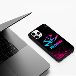 Чехол iPhone 11 Pro матовый Hitman - neon gradient, цвет: 3D-черный — фото 2