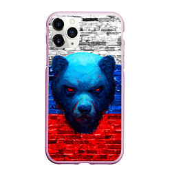Чехол iPhone 11 Pro матовый Русский медведь арт, цвет: 3D-розовый