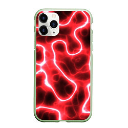 Чехол iPhone 11 Pro матовый Огненный камуфляж, цвет: 3D-салатовый
