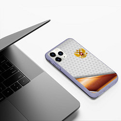 Чехол iPhone 11 Pro матовый Герб РФ с золотой вставкой, цвет: 3D-светло-сиреневый — фото 2