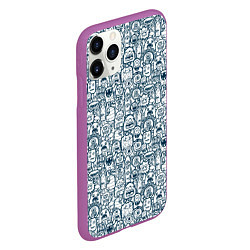 Чехол iPhone 11 Pro матовый Монстрики с антенками, цвет: 3D-фиолетовый — фото 2