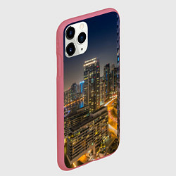 Чехол iPhone 11 Pro матовый Ночной красочный город, цвет: 3D-малиновый — фото 2