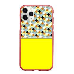 Чехол iPhone 11 Pro матовый Желтый неоновый комбинированный узор, цвет: 3D-красный