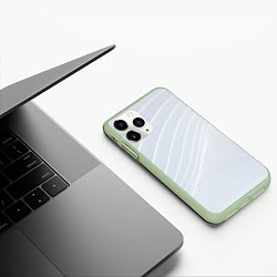 Чехол iPhone 11 Pro матовый Серый фон и белые линии, цвет: 3D-салатовый — фото 2