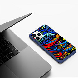 Чехол iPhone 11 Pro матовый Психоделический фон, цвет: 3D-тёмно-синий — фото 2