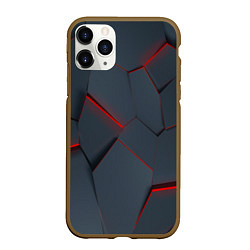 Чехол iPhone 11 Pro матовый Геометрический узор треснутого асфальта, цвет: 3D-коричневый