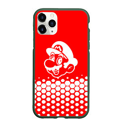 Чехол iPhone 11 Pro матовый Super Mario - абстракция, цвет: 3D-темно-зеленый