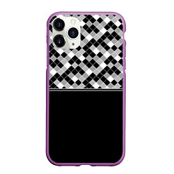 Чехол iPhone 11 Pro матовый Черно-белый геометрический узор, цвет: 3D-фиолетовый