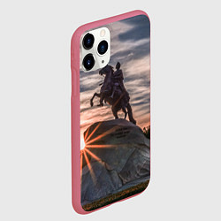 Чехол iPhone 11 Pro матовый Санкт-Петербург: медный всадник, цвет: 3D-малиновый — фото 2