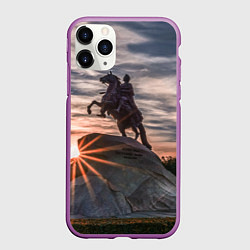 Чехол iPhone 11 Pro матовый Санкт-Петербург: медный всадник, цвет: 3D-фиолетовый