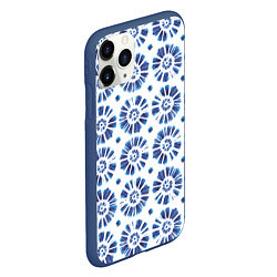 Чехол iPhone 11 Pro матовый Тай-дай гжель, цвет: 3D-тёмно-синий — фото 2