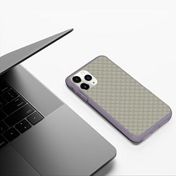 Чехол iPhone 11 Pro матовый Серо-бежевая клетка с тонкой черной полосой, цвет: 3D-серый — фото 2