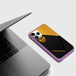 Чехол iPhone 11 Pro матовый Герб России на черном фоне с золотыми вставками, цвет: 3D-фиолетовый — фото 2
