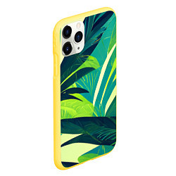 Чехол iPhone 11 Pro матовый Яркие тропические листья пальмы, цвет: 3D-желтый — фото 2