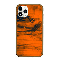 Чехол iPhone 11 Pro матовый Абстрактная оранжевая поверхность и чёрные тени, цвет: 3D-коричневый