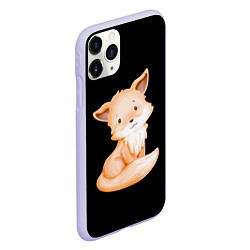 Чехол iPhone 11 Pro матовый Маленький Лисёнок На Чёрном Фоне, цвет: 3D-светло-сиреневый — фото 2