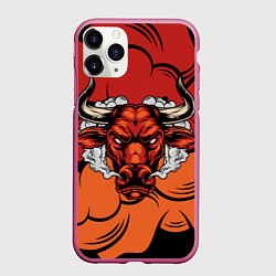 Чехол iPhone 11 Pro матовый Красный бычара, цвет: 3D-малиновый