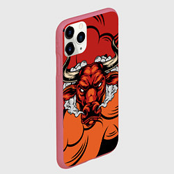 Чехол iPhone 11 Pro матовый Красный бычара, цвет: 3D-малиновый — фото 2