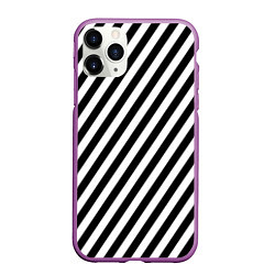 Чехол iPhone 11 Pro матовый Черно-белые полоски, цвет: 3D-фиолетовый