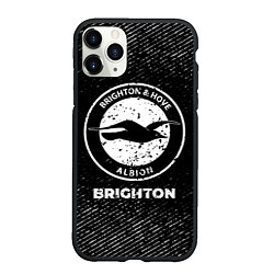 Чехол iPhone 11 Pro матовый Brighton с потертостями на темном фоне, цвет: 3D-черный